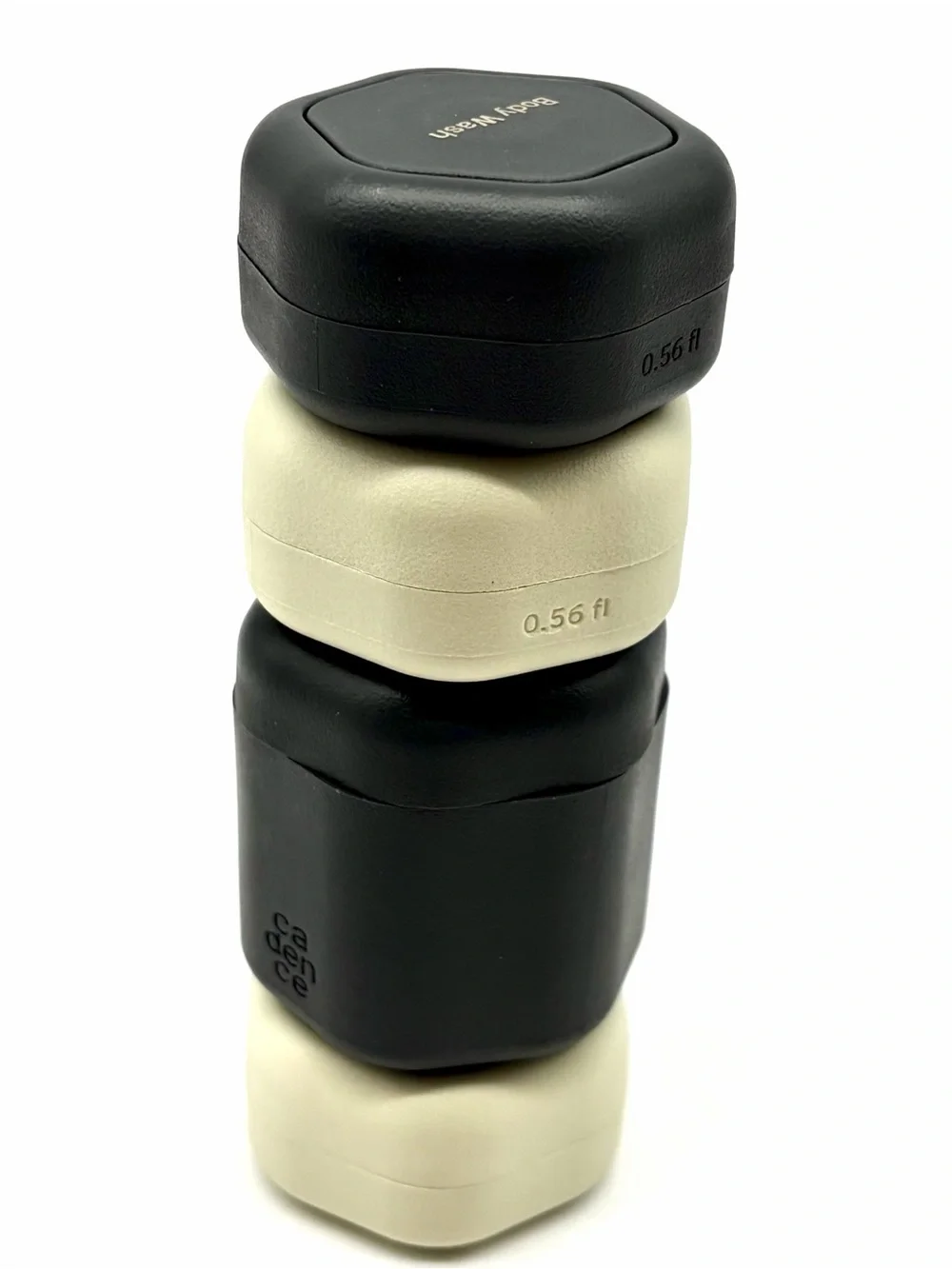 CADENCE Magnetic Leakproof Capsule Travel Toiletry Black Cream Stackable Set 4